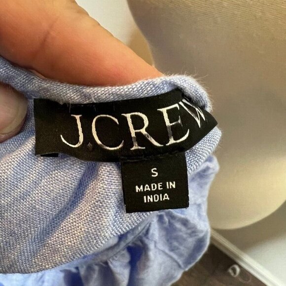 J.Crew $138 Palmero Smocked Waist Mini Dress Blue Linen Size S BP855 - Picture 8 of 9